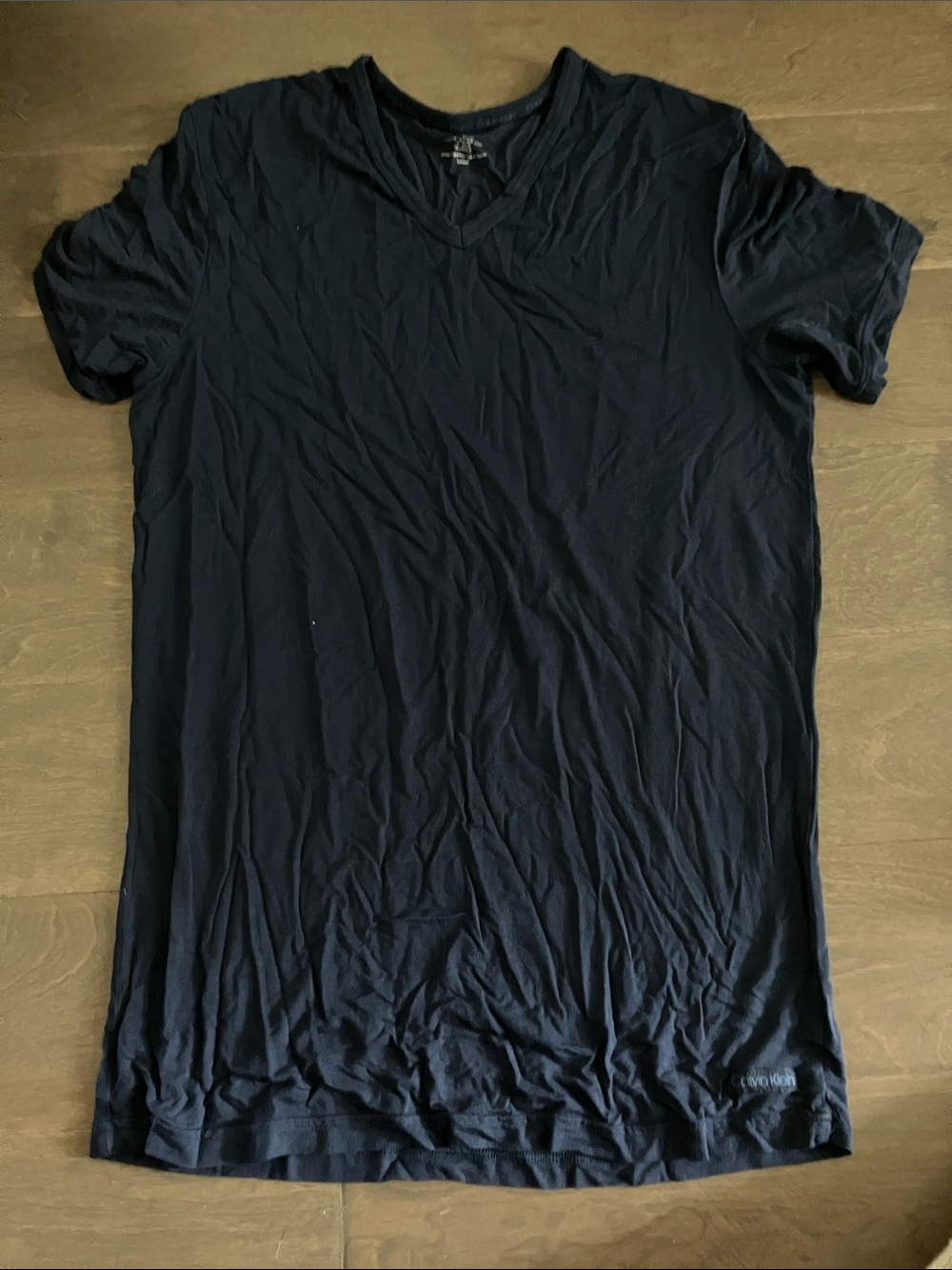 Calvin Klein Men's V-Neck Short Sleeve Shirt - Navy Blue